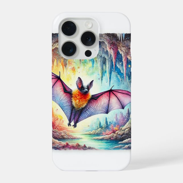 Cave Bat 010824AREF117 - Watercolor iPhone Case (Back)