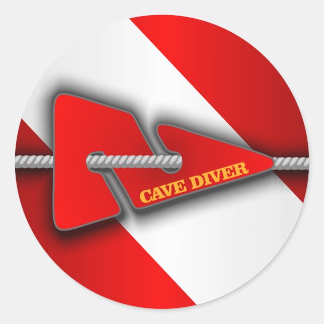 Cave Diver (Line Marker) Classic Round Sticker (Front)
