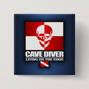 Cave Diver -Living On The Edge 15 Cm Square Badge