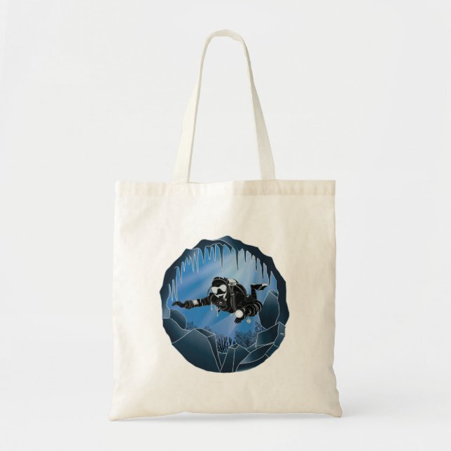 Cave Diving - Underwater Scuba Diver Tote Bag (Front)