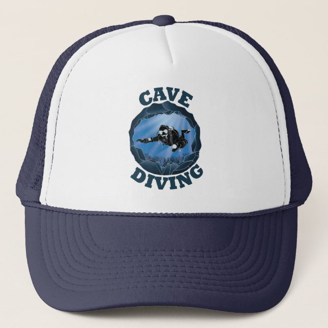 Cave Diving - Underwater Scuba Diver Trucker Hat (Front)