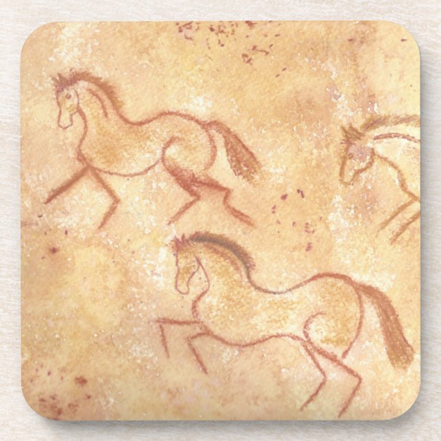 Cave Drawing Painting of Horses Coaster (Front)