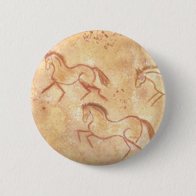 Cave Drawing Painting of Wild Horses 6 Cm Round Badge (Front)