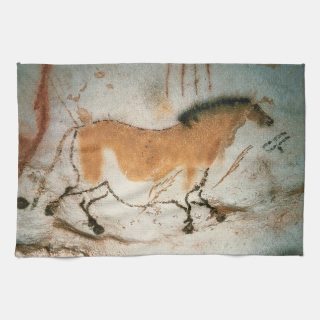 Cave drawings Lascaux French Prehistoric Tea Towel (Horizontal)
