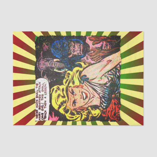 Cave Girl, Gorilla, Elephant Golden Age Comic Book Tissue Paper (Front)