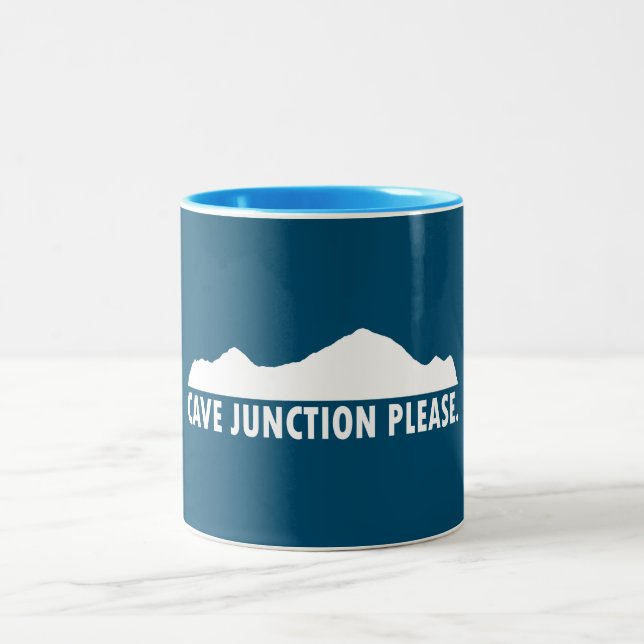 Cave Junction Oregon Please Two-Tone Coffee Mug (Center)