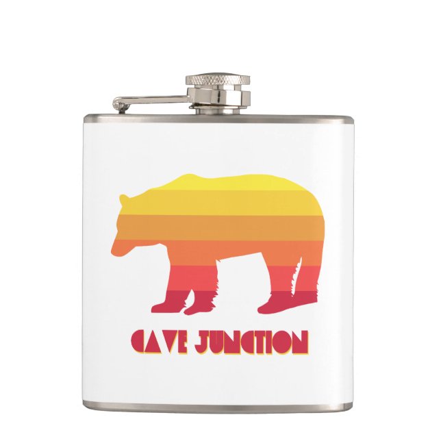 Cave Junction Oregon Rainbow Bear Hip Flask (Front)