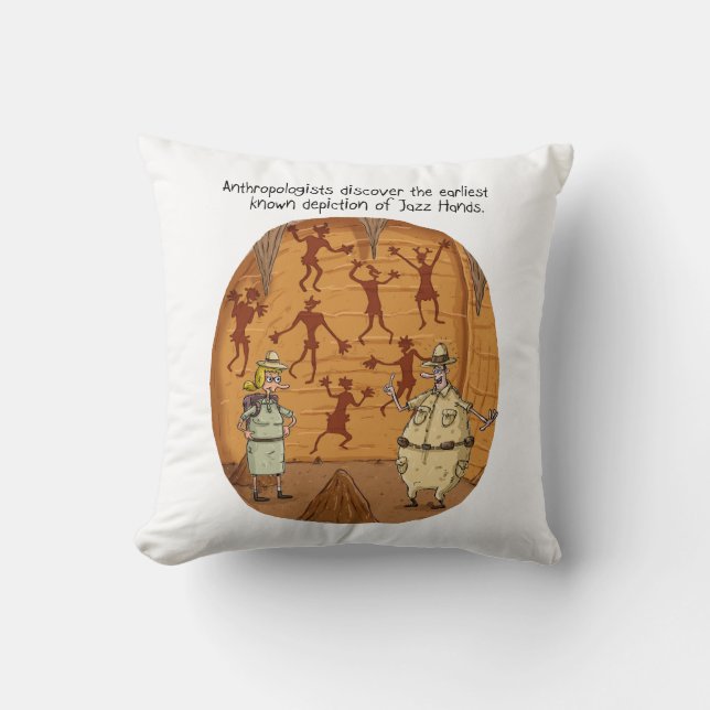 Cave Man Jazz Hands Cushion (Front)