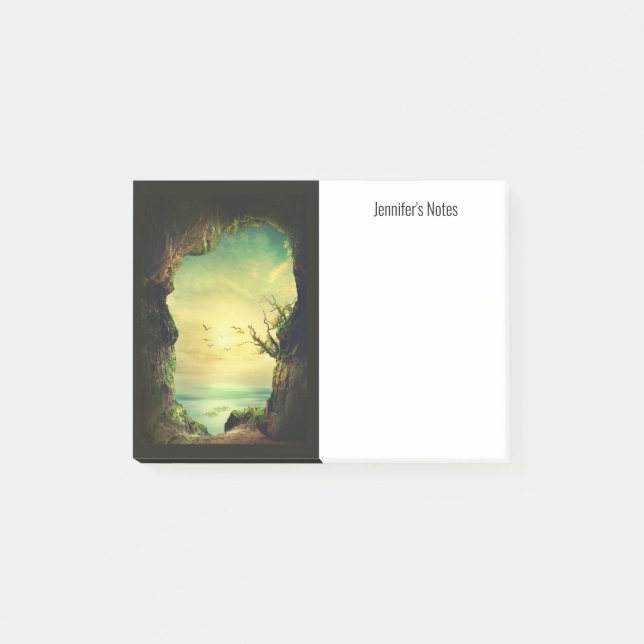 Cave overlooking a Tropical Sea Scenic Photo Post-it Notes (Front)