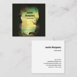 Cave overlooking a Tropical Sea Scenic Photo Square Business Card