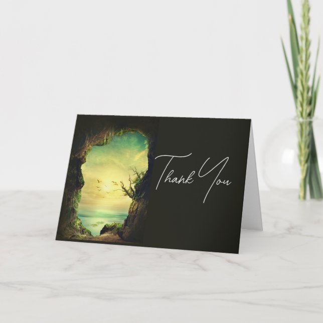 Cave overlooking the Sea Scenic Photo Thank You Card (Front)