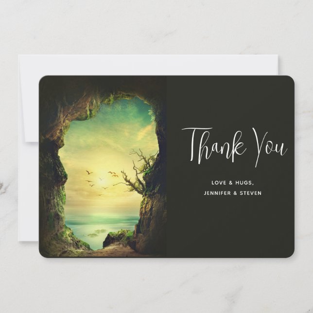 Cave overlooking the Sea Scenic Photo Thank You Card (Front)