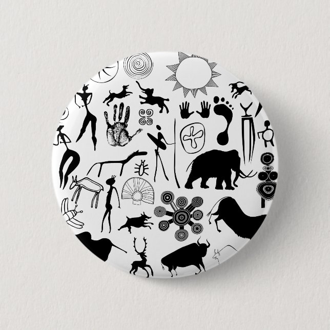 cave paintings - primitive art 6 cm round badge (Front)