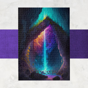 Cave Waterfall AI Generated  Jigsaw Puzzle