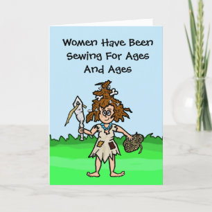 Cave Woman Seamstress Greeting Card Customise It!