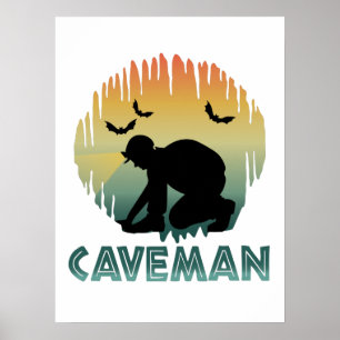 Caveman - Caver Speleology Poster