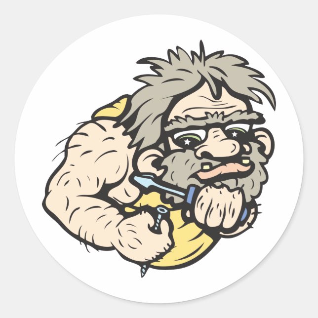Caveman!  Customisable! Classic Round Sticker (Front)