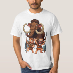 Caveman Dad and Son Mammoth Hunt T-Shirt