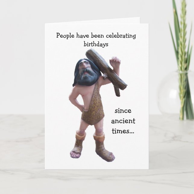 Caveman Humourous Personalised 50th Birthday Card (Front)