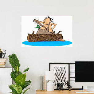 Caveman In A Canoe Poster