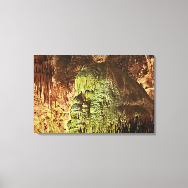 Caveman, stalactites and flowstone formations, Big Canvas Print (Front)