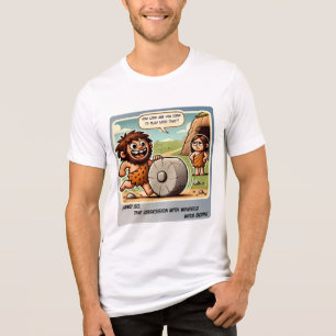 Caveman Wheel Obsession   Funny Prehistoric Comic Tri-Blend Shirt