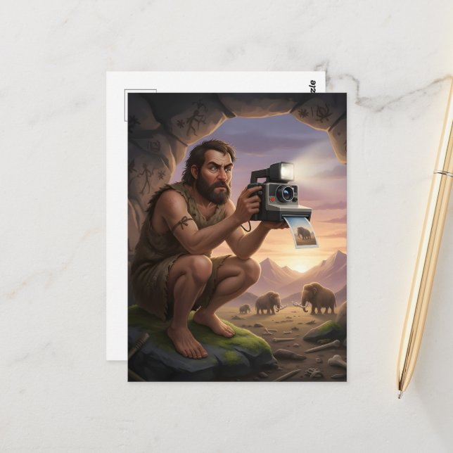 Caveman With a Camera Postcard (Front/Back In Situ)
