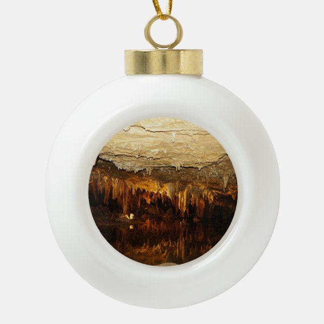 Cavern Lake Ceramic Ball Christmas Ornament (Front)