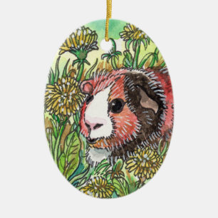 Cavia and Dandelion Ceramic Tree Decoration