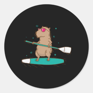 Caviidae Guinea Pig Surfing Rodent Classic Round Sticker
