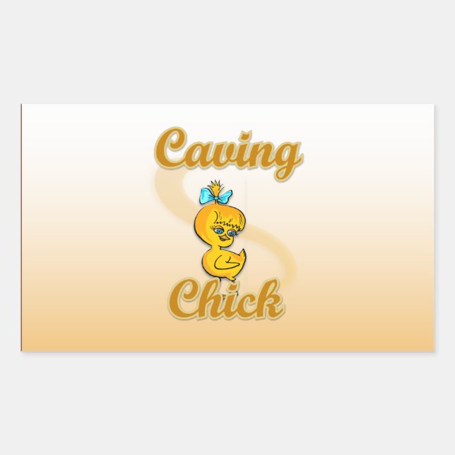 Caving Chick Rectangular Sticker (Front)