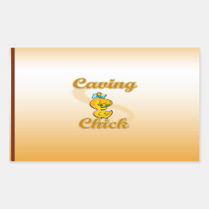 Caving Chick Rectangular Sticker