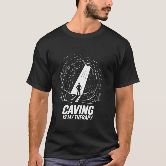 Caving Spelunking Exploring Caves Mountains Speleo T-Shirt (Front)