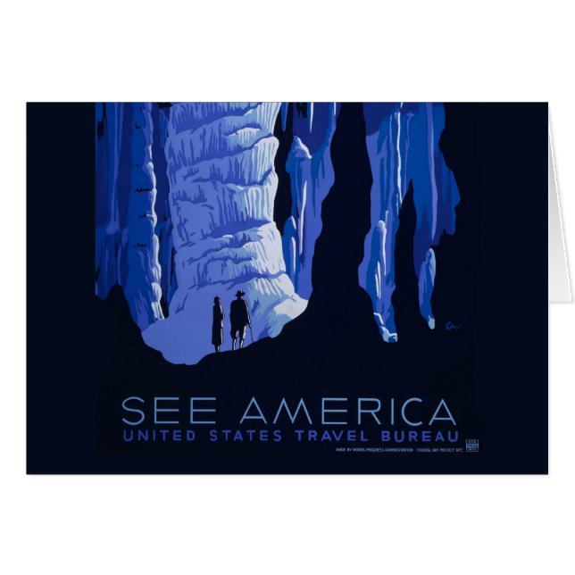 Caving Travel Cavern Vintage Travel Poster (Front Horizontal)