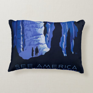 Caving Travel Cavern Vintage Travel Poster Decorative Cushion