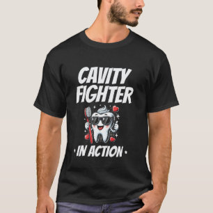 Cavity Fighter In Action Dental Teeth Doctor Denti T-Shirt