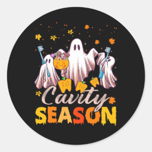 Cavity Season Halloween Funny Dental Ghosts And To Classic Round Sticker