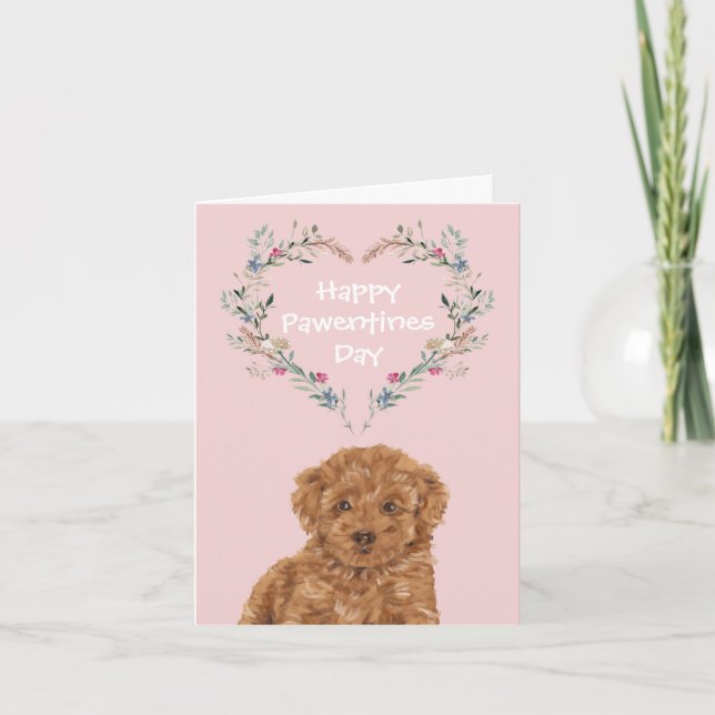 Cavoodle Cavapoo Mix Poodle Puppy Dog Valentines Holiday Card (Front)