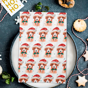 Cavoodle Dog Breed Christmas Stars Tea Towel