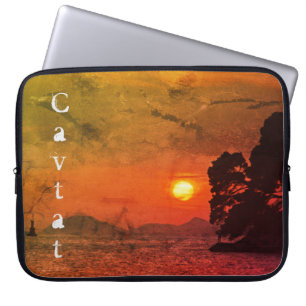 Cavtat, Croatia view of Sunset 1974 Filter Laptop Sleeve