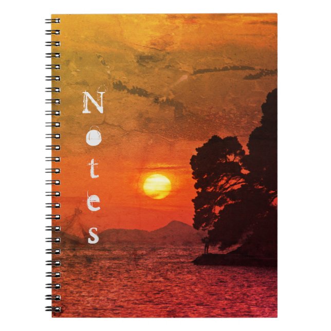 Cavtat, Croatia view of Sunset 1974 Filter Notebook (Front)