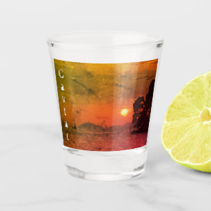 Cavtat, Croatia view of Sunset 1974 Filter Shot Glass