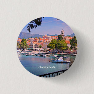 Cavtat, Croatia view of the Town 3 Cm Round Badge