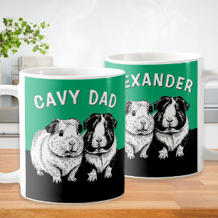 Cavy Dad Personalised Guinea Pig Lover Green Coffee Mug