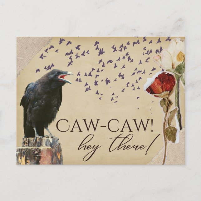 Caw-Caw Crow Vintage-Style Postcards (Front)