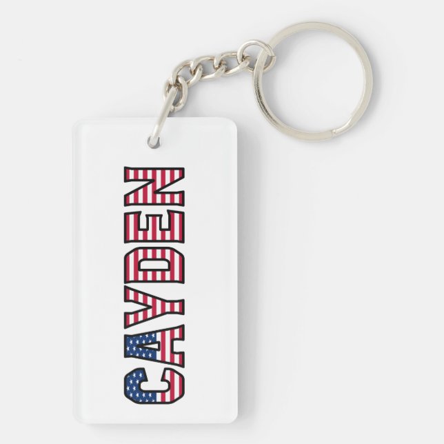 Cayden Name First Name USA Flag Key Ring (Back)