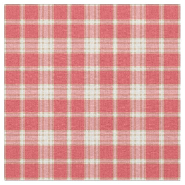 Cayenne and Coral Pink Fashion Plaid Fabric (Close Up)