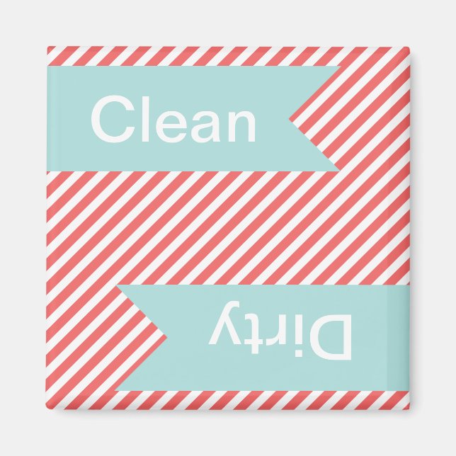Cayenne Striped Clean - Dirty Dishwasher Magnets (Front)