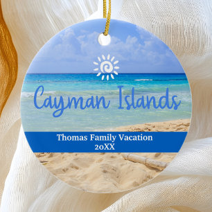 Cayman Islands Beach Vacation Family Trip Ceramic Tree Decoration