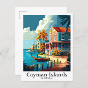 Cayman Islands Caribbean Vintage Travel Portrait  Postcard